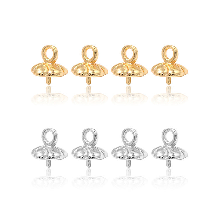 10 Pinch Bails 14K GF Pendant Top Connector Half Drilled Pearl Bead Blank