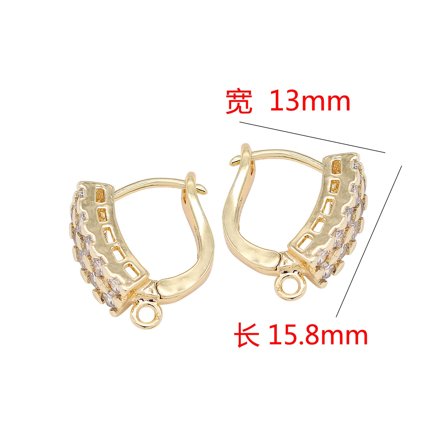 Boucles d'oreilles créoles 4 U Circle avec boucle ornées de strass 14K GF