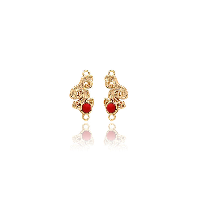 2 connecteurs de charme nuage à double boucle turquoise embellis 14K GF