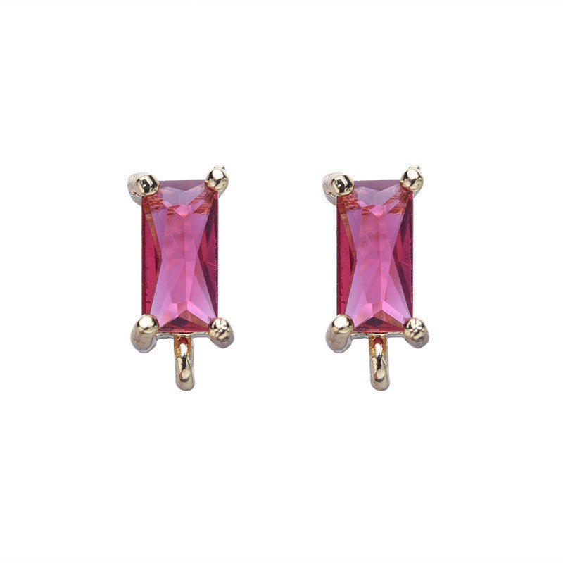 10 boucles d'oreilles rectangulaires avec boucle 14K GF strass embellies