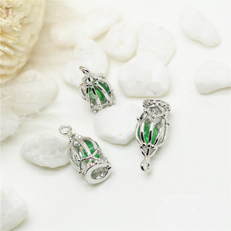 20 pendentif à breloque cage à oiseaux orné de strass 14K GF