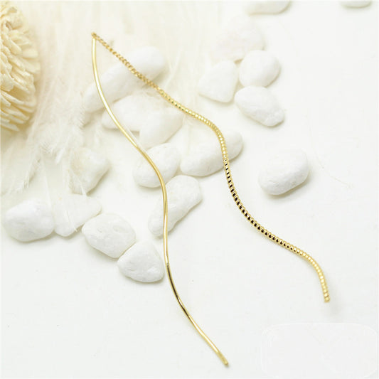 20 boucles d'oreilles à enfiler de chaîne de câble à ondes incurvées 14K GF Earing