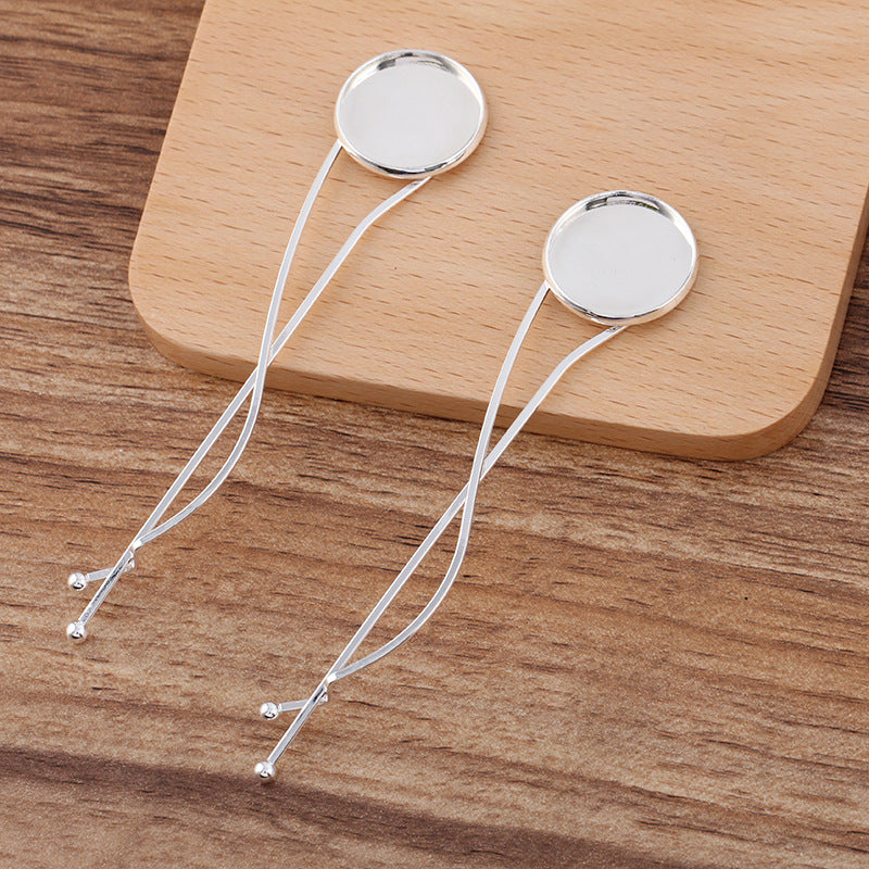 20 pince à cheveux enveloppée de fil de coupe de lunette à bord uni, épingle à cheveux 18KGP, cabochon rond de 20mm, Base vierge, réglage de pièce de pierre précieuse