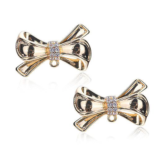 20 boucles d'oreilles à nœud papillon avec boucle 14K GF, ornées de strass