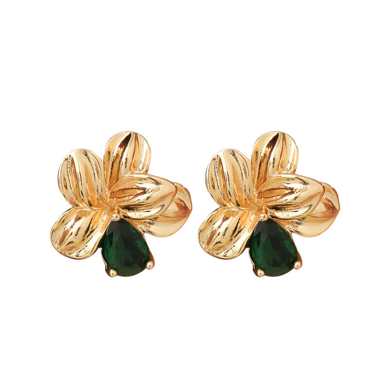 4 boucles d'oreilles créoles en forme de cœur et d'étoile florales ornées de strass 14K GF