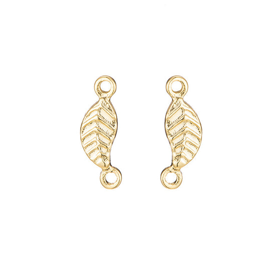 10 doppelt geschlungene kleine Blatt-Charm-Verbindungsstücke aus 14-karätigem GF