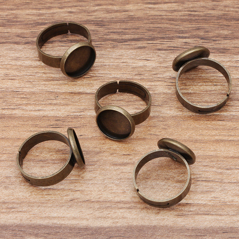 200 Plain Bezel Cup Openable Circle Ring 18KGP 12mm Round Cabochon Blank Base Gemstone Setting