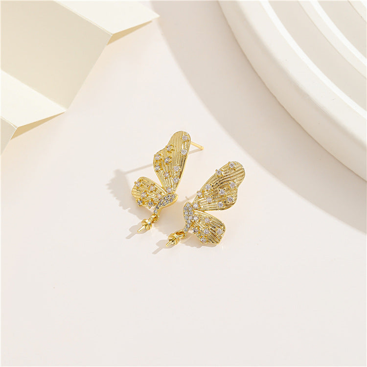 4 boucles d'oreilles florales à tige ornées de strass 14 carats GF, perles semi-percées vierges