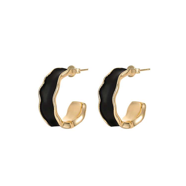 4 boucles d'oreilles demi-cercle en émail époxy 14K GF