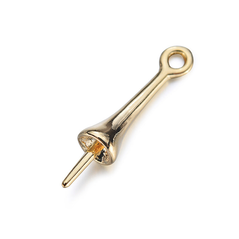 100 pinces à pince 14K GF pendentif connecteur supérieur à moitié percé perle vierge
