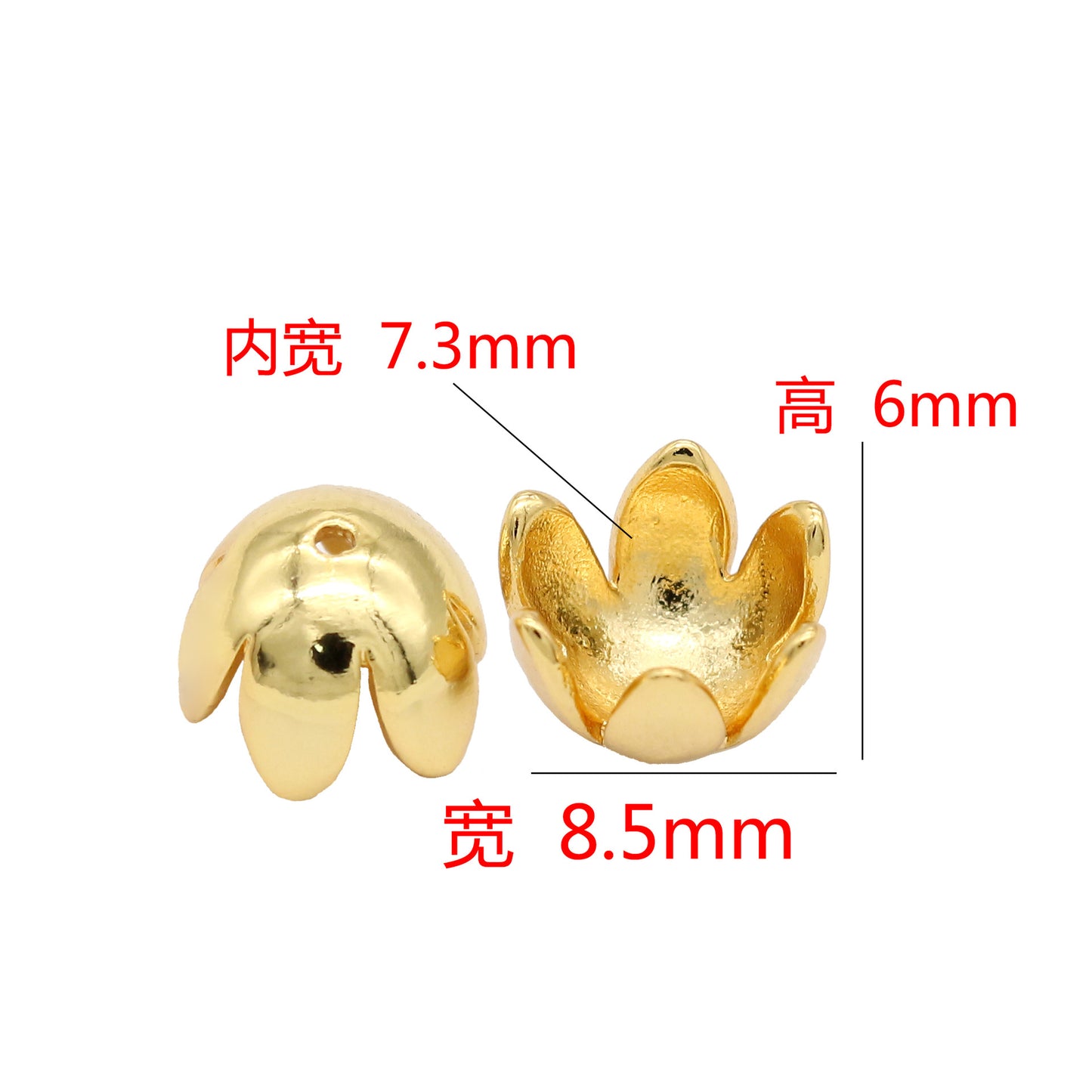 2 Coupe de capuchon de perles florales 14K GF Charm Beadwork Spacer