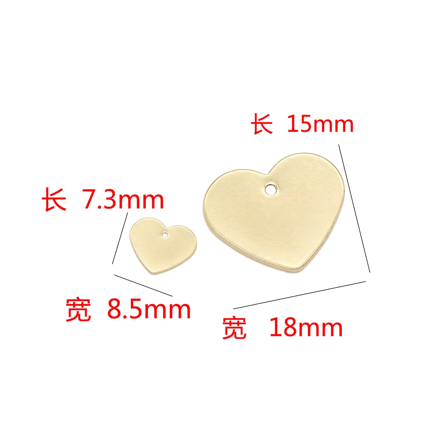 10 pendentif à breloque en forme de cœur brillant 14K GF