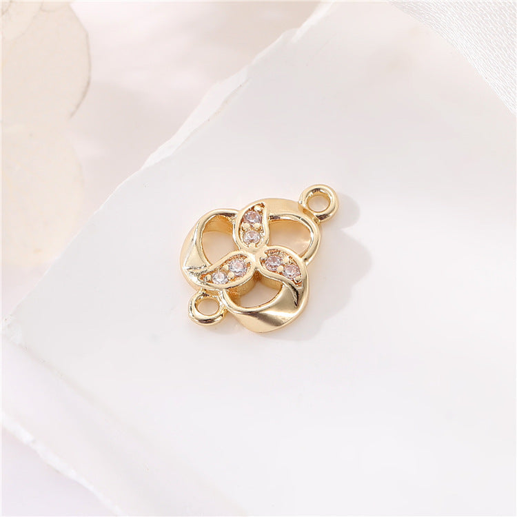 2 Double boucle Soleil Saturne Infini Floral Étoile Charme Connecteur Strass Embelli 14K GF