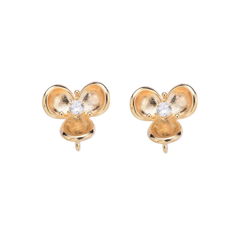 20 boucles d'oreilles à tige florales avec boucle d'oreille ornée de strass 14K GF