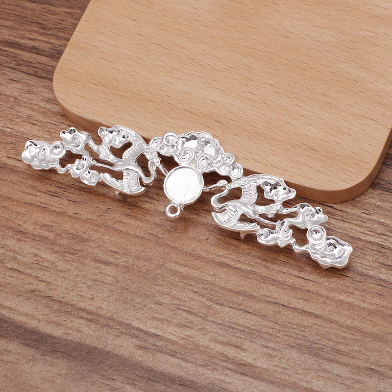10 Multi Looped Crane Cloud Charm Hair String Buckle 18KGP 10mm Round Cabochon Blank Base Gemstone Piece Setting