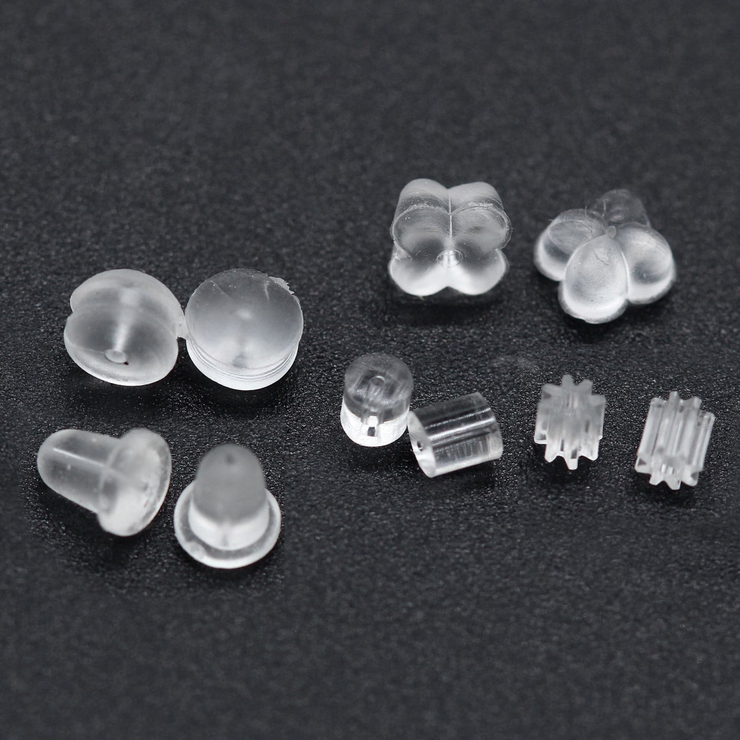 100 Zylinder Clover Gear Trommelpfosten Silikon-Silikagel-Ohrring-Rückenstopper