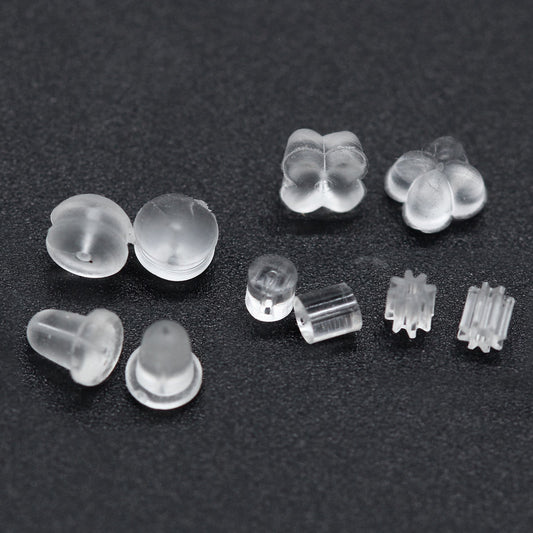 Boucle d'oreille en Gel de silice en Silicone, 100 cylindres, trèfle, engrenage, tambour, bouchon arrière