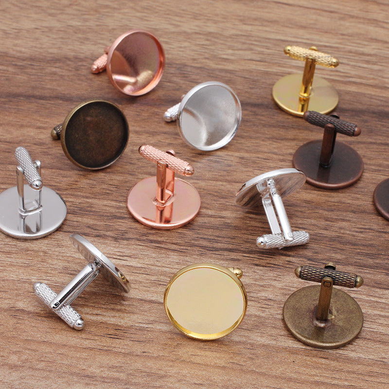 20 boutons de manchette sculptés antidérapants, 18KGP, 12mm, 14mm, 16mm, 18mm, 20mm, cabochon rond, Base vierge, réglage des pierres précieuses