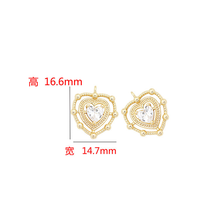 5 pendentif à breloque coeur creux orné de strass 14K GF