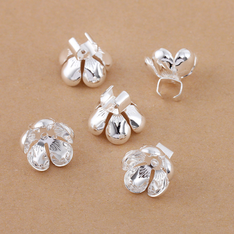 50 boucles de cheveux floraux en filigrane plaqué argent, 12mm, base ronde non poreuse, Base vierge, réglage de la pièce en pierre précieuse