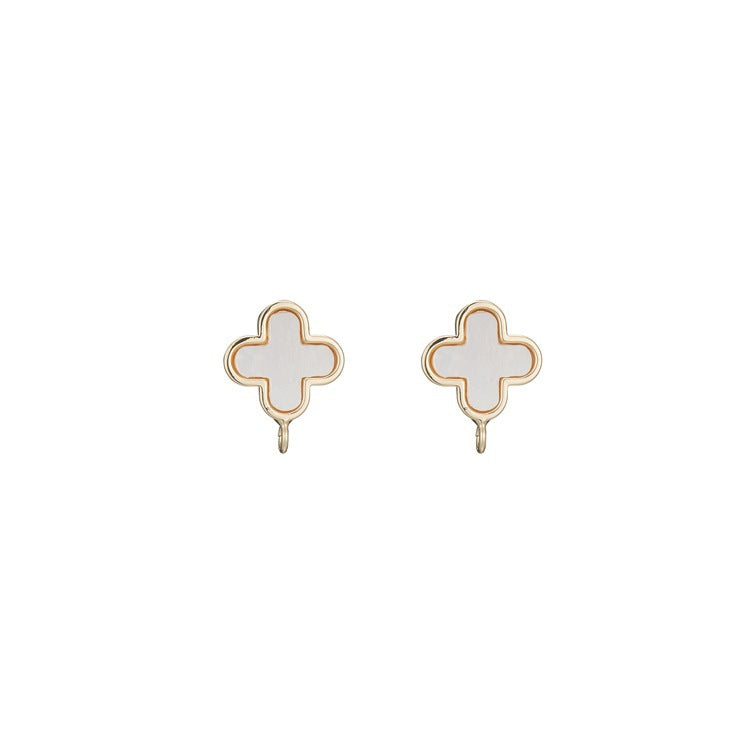 4 Cross Stud Earrings with Loop Resin Embellished 14K GF Ear wire Earing