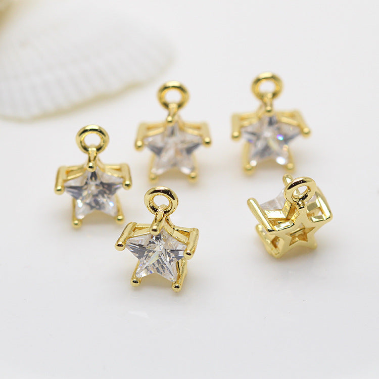 Pendentif à breloque 10 étoiles orné de strass 14K GF
