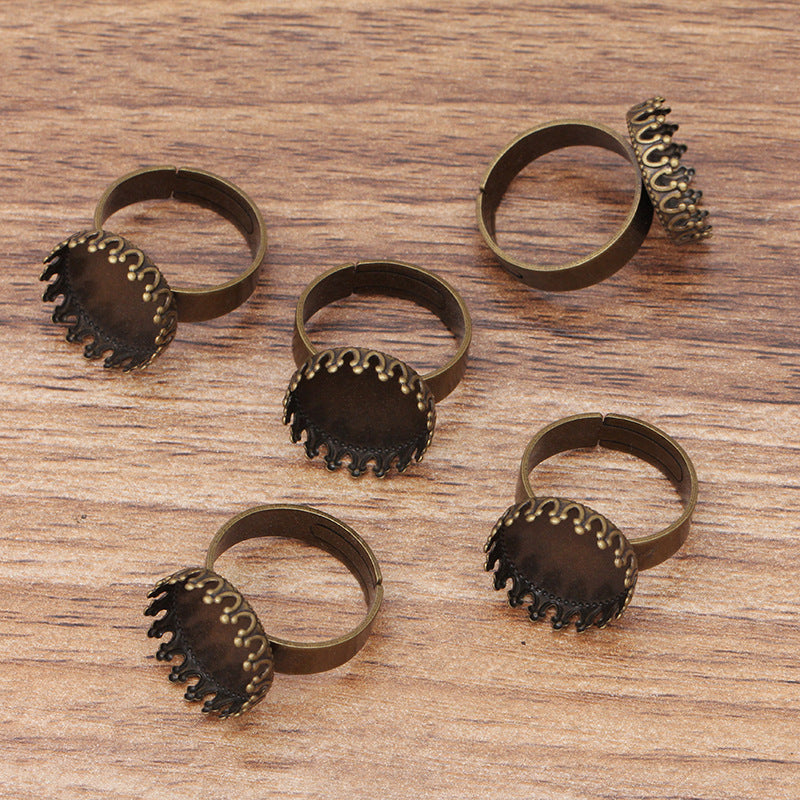 200 Crown Edge Bezel Cup Openable Circle Ring 18KGP 15mm Round Cabochon Blank Base Gemstone Setting