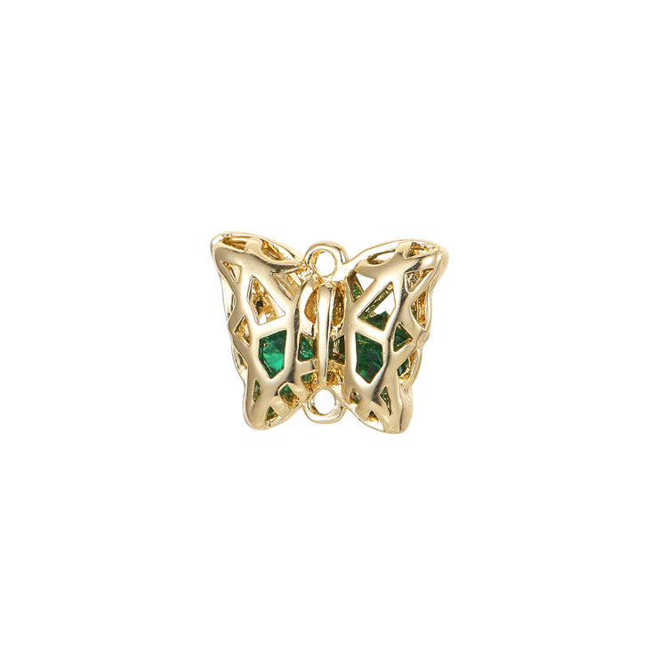 2 Double boucle carré rectangle rond papillon coeur charme connecteur strass incrusté 14K GF