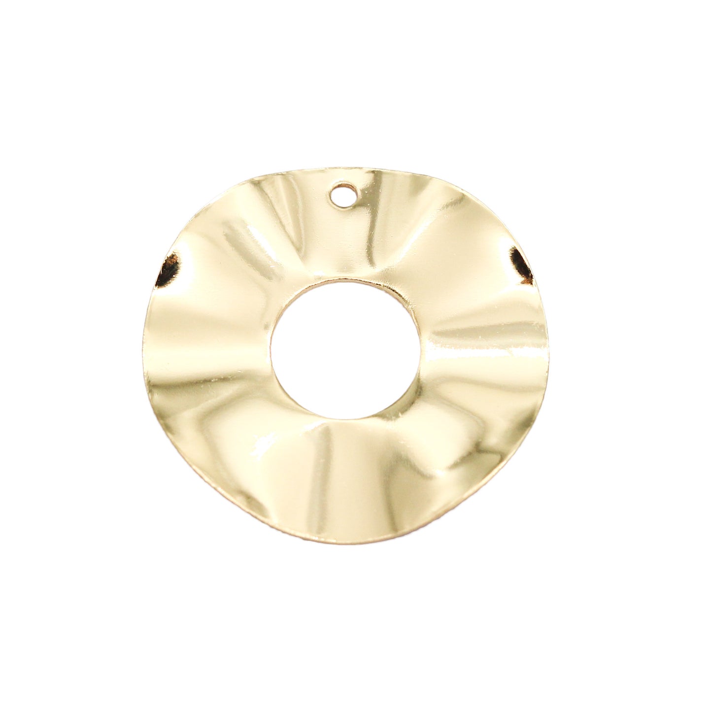 Pendentif à breloque 2 cercles ronds incurvés 14K GF