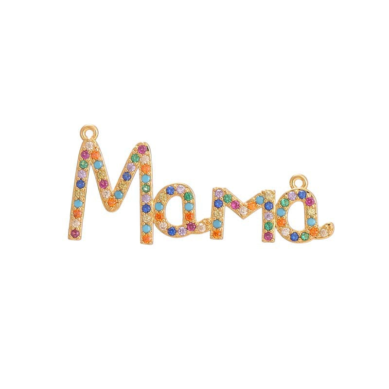 2 Mama Mom Charm Pendant Rhinestone Embellished 14K GF