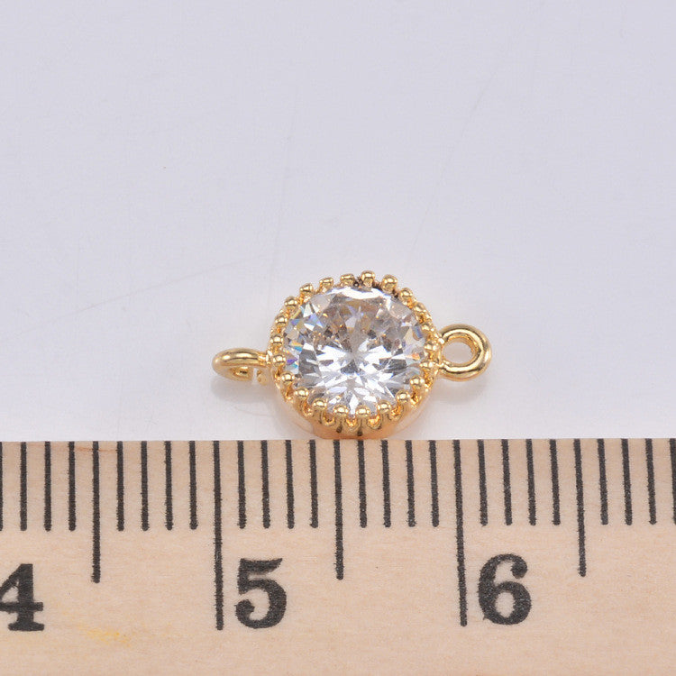 20 connecteurs de charme ronds à double boucle et strass embellis 14K GF