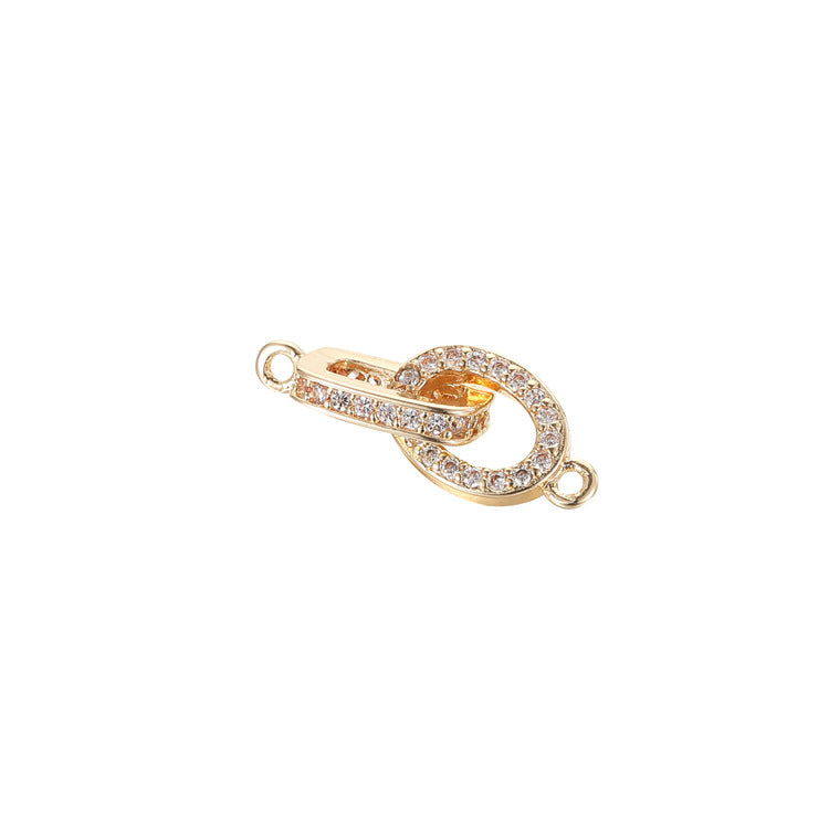 2 connecteurs de lien de cercle floral à double boucle ornés de strass 14K GF