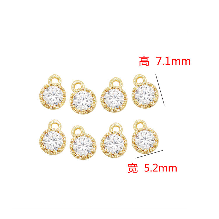 10 pendentifs à breloques ronds ornés de strass 14K GF
