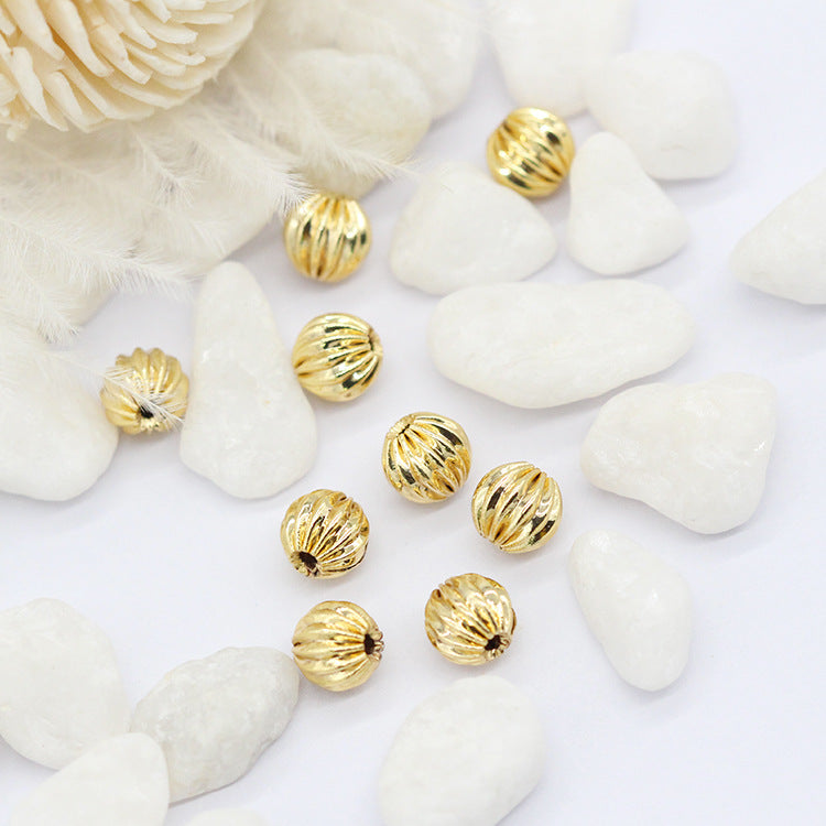 100 breloques rondes en perles de citrouille 14K GF entretoise de perles