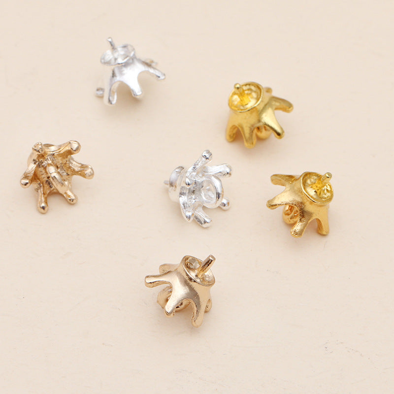 200 filigrane Kronkorkenbecher mit Schlaufen-Charm-Anhänger, halbgebohrte Perle, Bügel oben, 18 kg