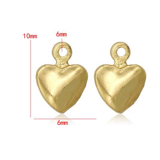 20 kleine Herz-Charm-Anhänger, 14 K GF, verlängerte Kette am Ende