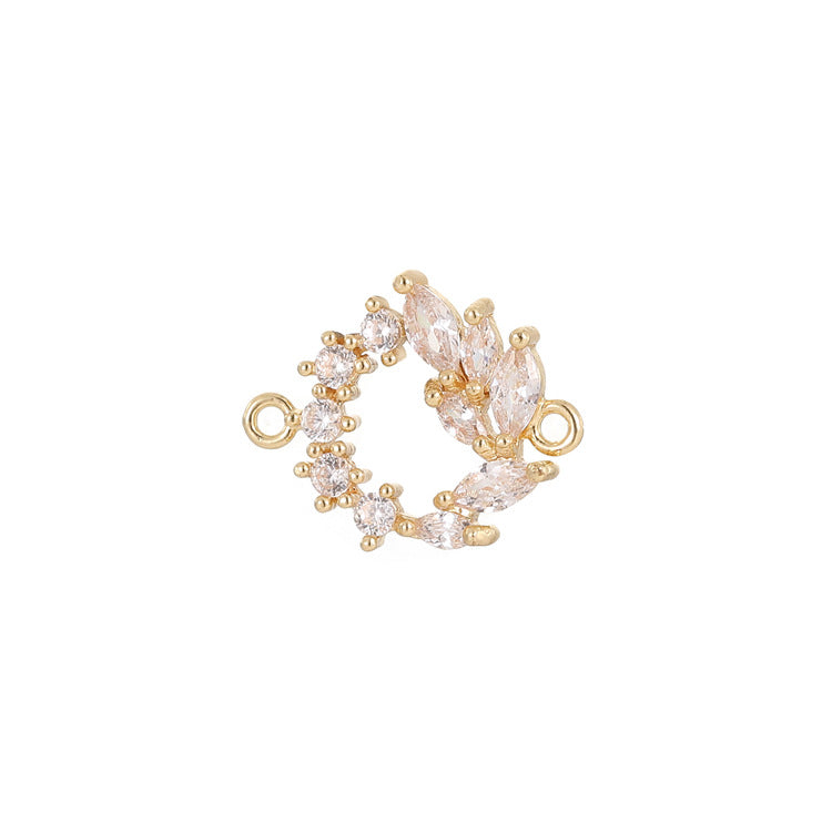 2 Double boucle rectangle étoile de mer oeil carré coeur charme connecteur strass embelli 14K GF