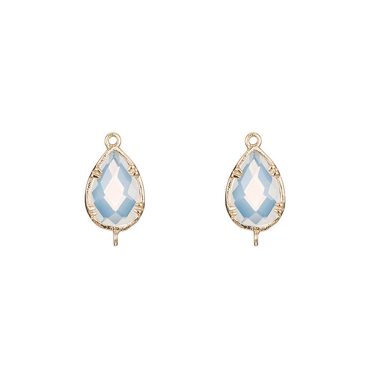 2 connecteurs de charme en forme de goutte d'eau à double boucle, strass à facettes embellis 14K GF