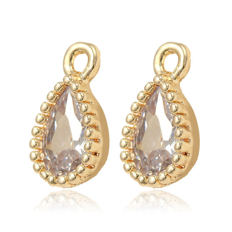 10 pendentif à breloque goutte d'eau strass embelli 14K GF