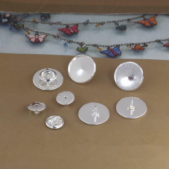 50 Bezel Cup Safe Brooch Pin Silver Plated 12mm 14mm 16mm 18mm 20mm 25mm Round Cabochon Blank Base Gemstone Piece Setting
