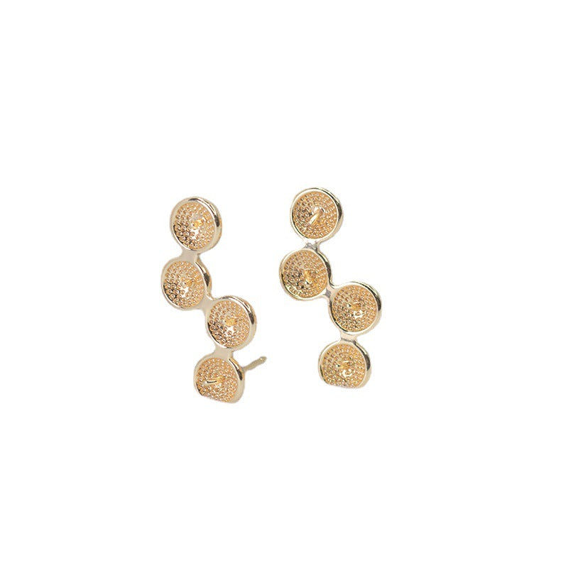 Boucles d'oreilles à tige 4 lignes 14K GF, perles à moitié percées, vierges