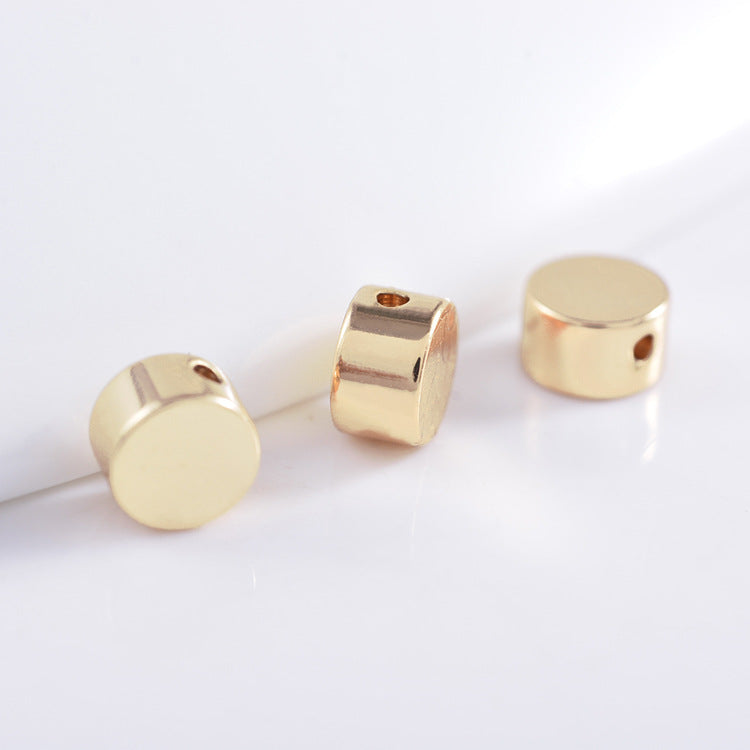 100 breloques de perles de colonne brillantes, entretoise de perles en cuivre 14K GF