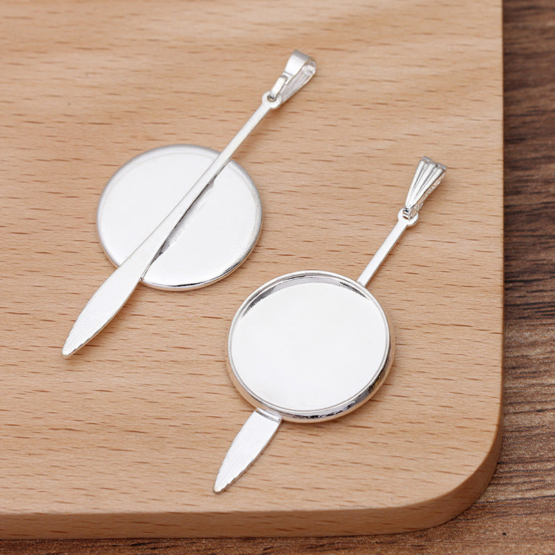 100 pendentif à breloque flèche 18KGP 20mm cabochon rond Base vierge réglage de la pièce de pierre précieuse