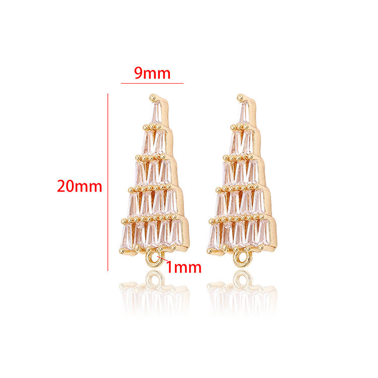 Pendentif à breloque à 2 cônes orné de strass 14K GF