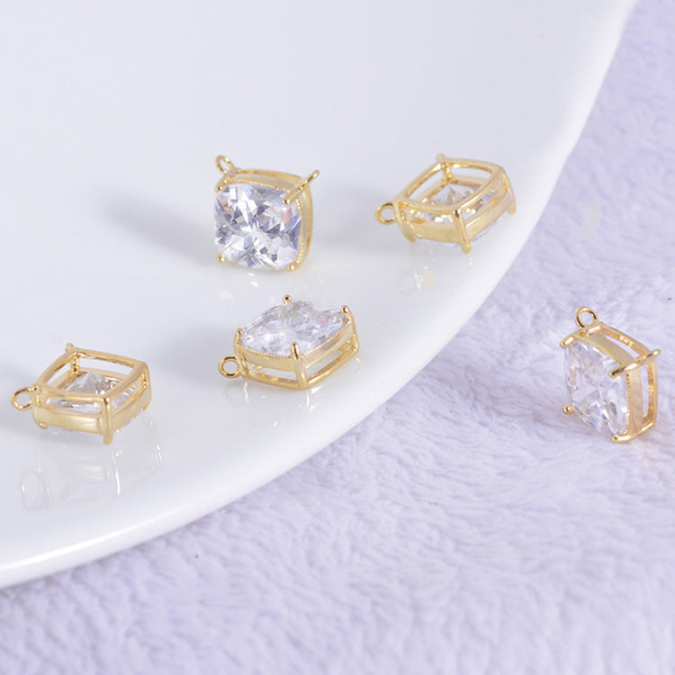 20 connecteurs de charme carrés à double boucle ornés de strass 14K GF