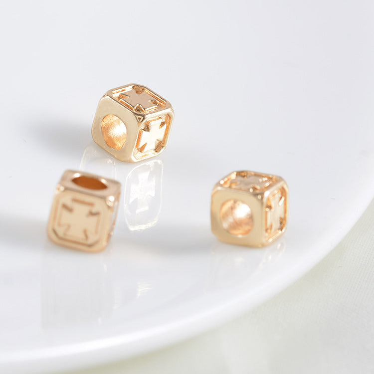 20 breloques en perles cubiques croisées 14K GF entretoise de perles