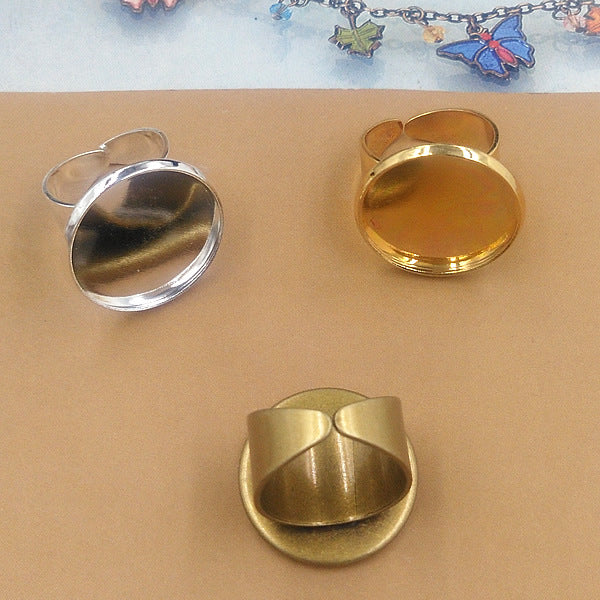 20 bague de cercle ouvrable de tasse de lunette unie 18KGP 16mm 18mm 20mm 25mm cabochon rond base vierge réglage de pierres précieuses