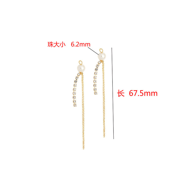 10 Schlangenketten-Quasten-Charm-Anhänger, Perle, Strass, verziert, 14 Karat GF