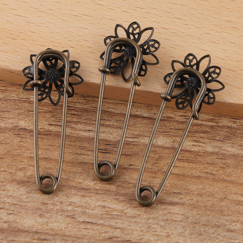 200 Filigrane Floral Charm Safe Broche Antique Bronze 6mm Rond Non Poreux Base Vierge Serti De Pierres Précieuses