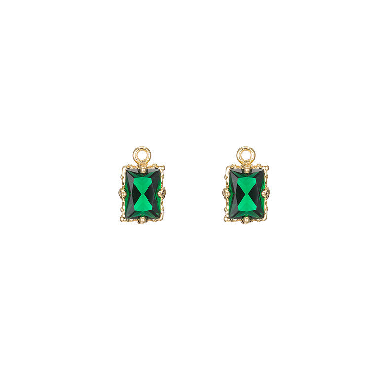 10 pendentifs à breloque rectangulaires, connecteur à Double boucle, ornés de strass, 14K GF